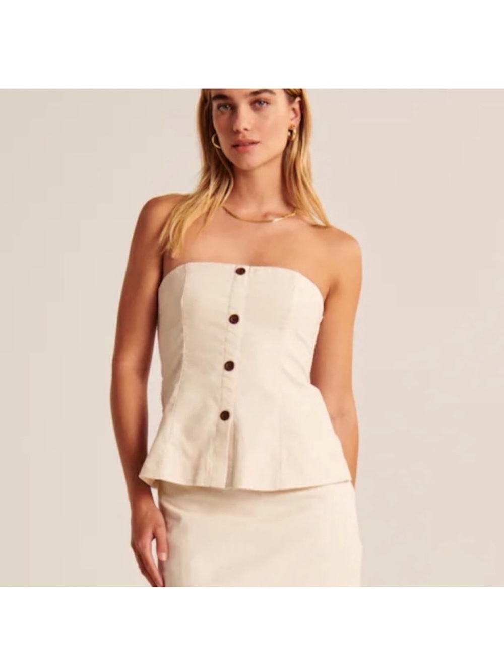 Strapless Linen Top | Abercrombie & Fitch size medium beige cream